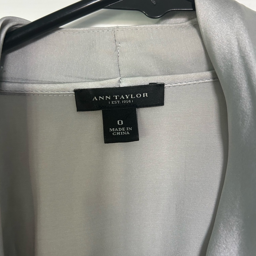 Ann Taylor Silver Silk Wrap Blouse - Picture 4 of 7